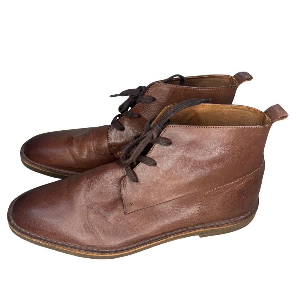 Frye Mens Cognac Leather Chukka Boots Lace Up Ankle 10.5 3480183-COG